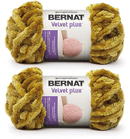 Bernat Velvet Plus Golden Moss Yarn - 2 Pack of 300g/10.5oz - Polyester - 6 Super Bulky - Knitting/Crochet