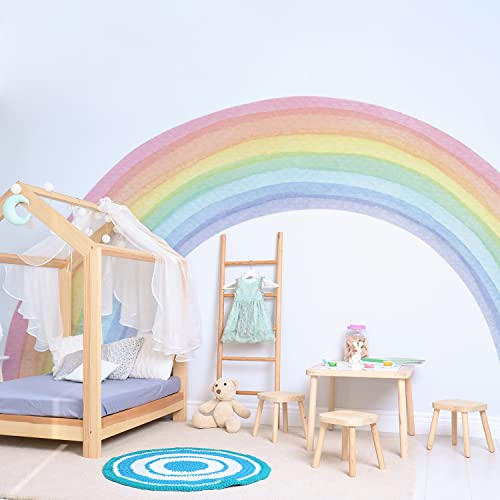 funlife Wandtattoo Regenbogen Groß 240x140cm, Selbstklebend Pastell Regenbogen Wand Kinderzimmer, Fabric Regenbogen Wandtatto für Babyzimmer Schlafzimmer kinderzimmer deko