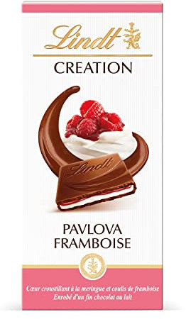 Lindt - Tablette Pavlova Framboise CREATION - Chocolat au Lait, 150g