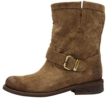 Felmini - Scarpe Donna - Innamorarsi com GREDO D618 - Stivali Biker - In Pelle Genuina - Beige - 42 EU Size