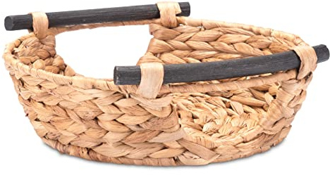 Decorasian Lot de 3 paniers de rangement tressés en jacinthe d'eau avec poignées Panier cadeau ou panier cadeau vide Paniers cadeaux idéaux du grand au petit Lot de 3 pièces 27 cm Naturel