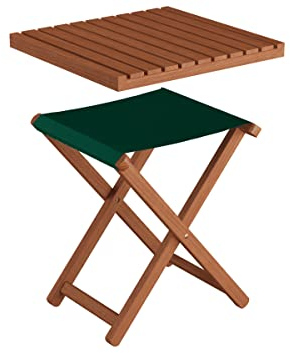 Erst-Holz Klappstuhl Holzhocker mit Tablett dunkel m. grün 10-230
