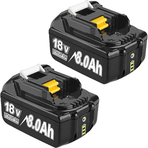 2X 18V 8.0Ah Ersatzakku für Makita, Powtree Akku für Makita 18V BL1860B Kompatibel mit BL1860 BL1850 BL1850B BL1840 BL1840B BL1830 BL1830B BL1815 LXT Akku-Elektrowerkzeuge mit LED-Anzeige