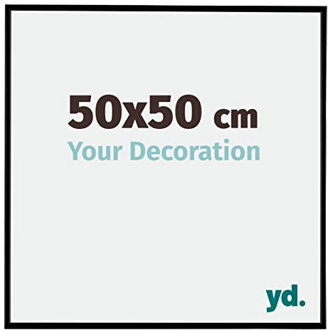 yd. Your Decoration - Cadre 50x50 Cadre Photo en Plastique Avec Verre acrylique - Anti-Reflet - Noir Mat - Cadre Decoration Murale - Evreux