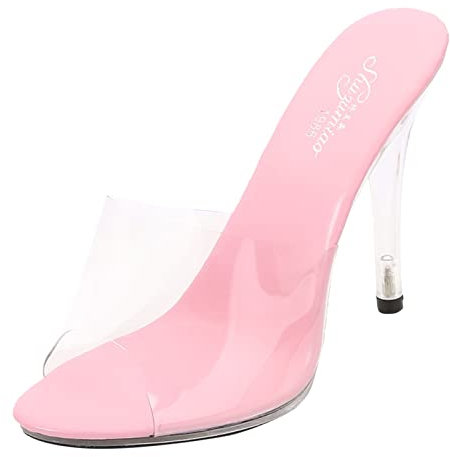 QWUVEDS Stiletto con tacchi alti neri tacchi alti sexy alla moda da donna sexy con tacchi alti, trasparenti per il tempo libero, scarpe estive per donna, Colore: rosa., 40 EU Stretta