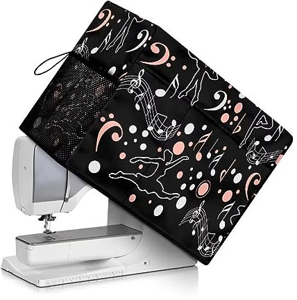 Jeiento Nähmaschinen-Abdeckung mit Griff, universelle Nähgeräte-Abdeckung zum Schutz Ihrer Nähmaschine, Staubschutz, maschinenwaschbar, Rosa Musiknoten Tänzerin, Beauty Case
