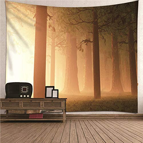 CEVAN Wandteppich Jungs Wanddekoration Dachschräge Sonnenlicht-Dschungel-Wald Wandteppich Zum Bemalen Wanddekoration Design Wand Bild Wandbehang Stoff Gelb 200x150cm