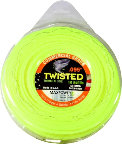 MAXPOWER 338814 Filo decespugliatore in copolimero 2.4mm 61 Metri Quadrato Ritorto, Giallo Neon