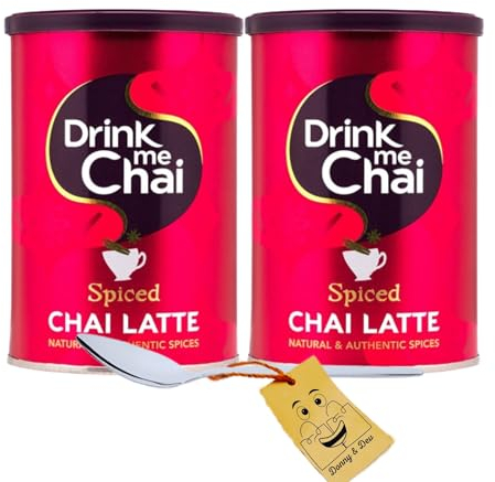 Chai Latte Bundle Includes: 2x Drink Me Chai Spiced Chai Latte Powder (250g) Instant Chai Powder & 1x Stainless Spoon Little Spoon (Coffee Spoon/Tea Spoon) by Donny & Dev