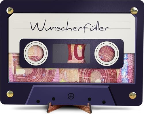 Kassettenrekorder - XL Geldgeschenk aus Holz inkl. Ständer | Retro VHS - Kassettenspieler, Kassetten, Kassette, 80Iger Party Deko, 80S Deko