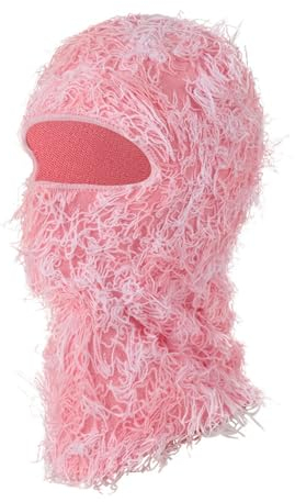 Skimaske im Used-Look, Vollgesicht, gestrickt, Fuzzy Yeat Shiesty Distress Maske für Männer und Frauen, langlebig, Weiß