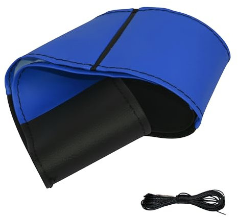 Xkeribom Lenkradbezug zum Schnüren Lenkradhülle Leder 37-38 cm 12 Uhr Markierung Blau Schwarz Sport