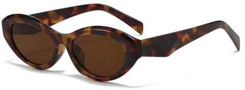 LJCZKA Retro Oval Sunglasses for Women Men, Trendy Cat Eye Sunglasses Narrow 90s Vintage Shades UV400 Protection