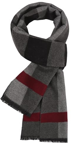UMIPUBO Schal Herren Herbst und Winter Plaid Männer Herrenschal Warm Weich Winterschal Elegant Business Tartan Herren-Schal 180x30cm (Graue Streifen)
