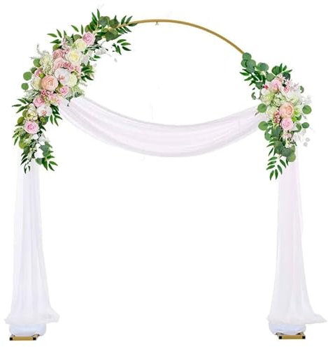 VINCIGANT 2.4 x 2m Goldener Hochzeitsbogen Hintergrundständer Stand für Geburtstagsparty Braut Babyparty Zeremonie Dekoration ，Ballon Bogen Rahmen Hintergrund Stand für Hochzeit (6.6FTx7.8FT)