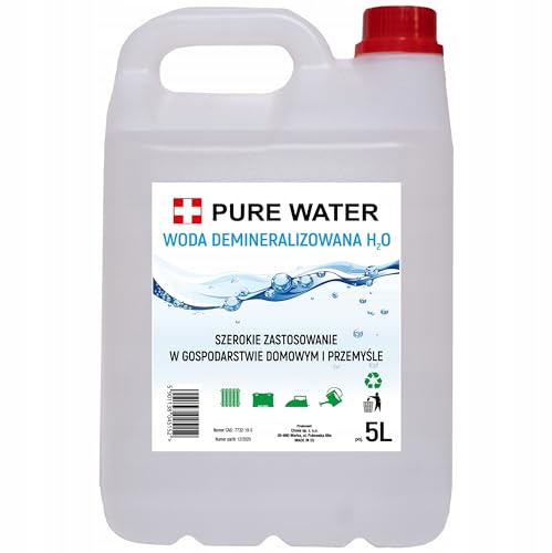 CHOSA Acqua Demineralizzata 5 Litri - Deionizzata, Distillata, Dissalata - Acqua Pura per Laboratorio, Uso Domestico e Tecnico - Purezza Farmaceutica, Tanica da 5L