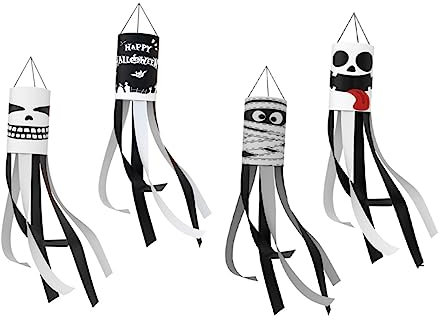 Parliky 4stücke Halloween Windsocks Geister-windsäcke Für Außenbereich Lebendige Hängende Dekorationen Für Garten Party Festival Leicht Und Langlebig