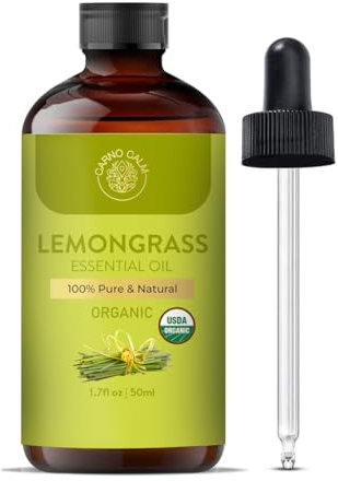 Carno Calm Lemongrass Essential Oil | 100% Pure and Natural Therapeutic Grade Lemon Grass Oil | for Aromatherapy Skin & Hair Home Diffusers Soap & Candle Making | 1.7 fl. Oz