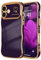 LCHULLE for iPhone 16 Case for Women Girls,Cute Curly Wave Frame Shape Love Heart Pattern Phone Case,Raised Camera Protection Plating Shockproof Cover for iPhone 16 6.1,Dark Purple