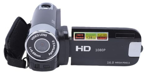 Yunir Videokamera-Camcorder, Digitalkamera-Recorder, Full HD 1080P, 2,4 Zoll, 270-Grad-Drehung, 16-facher Digitalzoom, Vlogging-Kamera-Recorder (EU-Stecker)