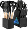 Kitchen Knife Set,18PCS Black Cooking Utensils Set with Block and Sharpener, Kitchen Utensils Set Removable Utensil Holder - Precision Cutting, Effortless Sharpening, Convenient Organization