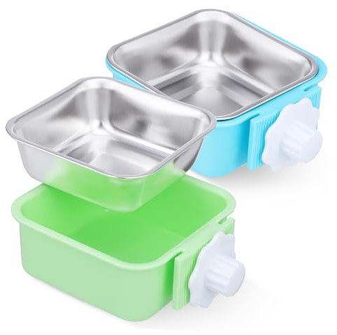 BUGUUYO 2pcs Sturdy Stainless Steel Dog Crate Bowl Kitten Food Bowls Pet Feeder Hanging Cat Versatile Pet Water