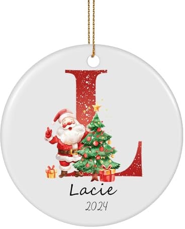 Letter Name Ornaments, Personalised Christmas Ornaments, Custom Initials Ornaments A-Z Monogram Ceramics Name Christmas Decorations