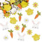 100 Stück Holz Streudeko Ostern, Kaninchen Hühner Karotten Blumen Hasen Basteln Häschen Konfetti Tisch Deko Confetti Ideal als Osterdeko Tischdeko Dekorieren Geburtstag Party