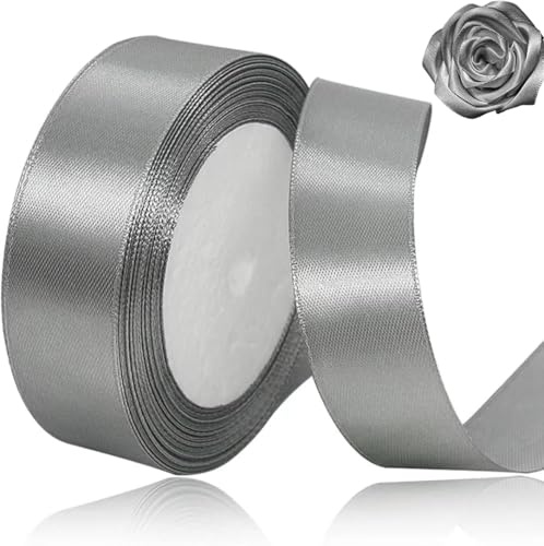 Silver Ribbon 20mm for Christmas Party Decorations，23 Meters Silver Satin Ribbon for Gift Wrapping, Crafting, Wedding Party, Christmas, Hair Bows, Floral Bouquets, Anniversaries，Baby Showers