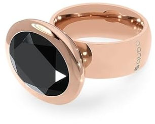 Qudo Ring TIVOLA rosegold big Farbe jet (schwarz) (58 (19))