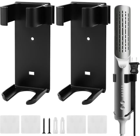 Oungy 2 Stück Wandhalterung Halter für Dyson Airwrap, Wandhalterung Halter Ohne Bohren für Glätteisen, Aluminium, Hochtemperaturbeständig, Halterung für Verschiedener Glätteisen, Haarglätter