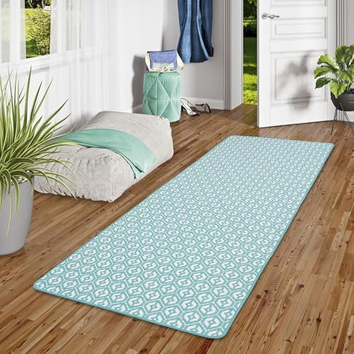 Snapstyle In- und Outdoor Teppich Läufer Beidseitig Cape Cod Türkis, UV-beständig, Wasserfest, Pflegeleicht, Strapazierfähig, Ideal für Terrasse, Balkon, Flur