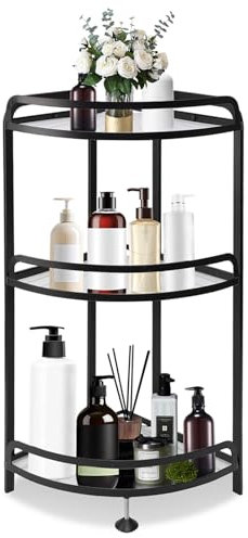 Yolispa Étagère de douche à 3 étages, en acier inoxydable, autoportante, sans perçage, plan de travail, pour shampooing et gel douche