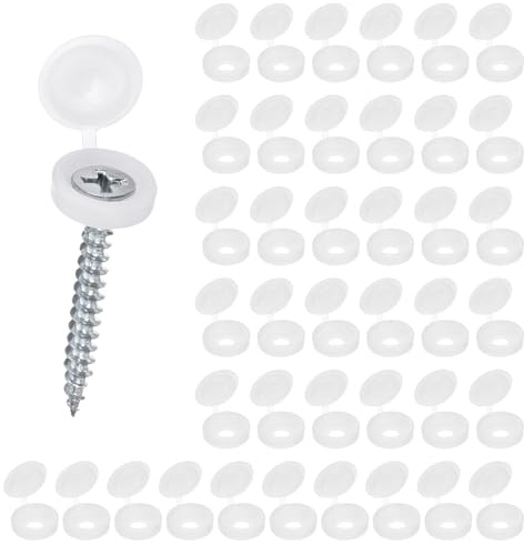M METERXITY 200-Pack Coque À Charnière en Plastique pour Vis 4mm Blanc | Vis À Volet Avec coques, Couvercles À Rondelle À Clip, Couvercle De Protection À Bascule, Pour Têtes De Vis M3 M4 M5