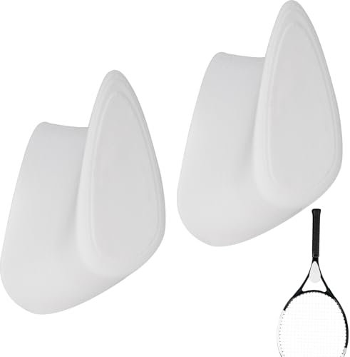 Zynoro Versteckte Halterung für einen Tennisschläger, 2 Stück, weiße Wandhalterungshaken mit schlichtem und stilvollem Aussehen