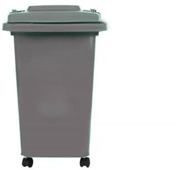 DUAS Recycling Wheelie Bin Dustbin Plastic Rubbish Waste Trash Bin for Kitchen Home and Office – 30L & 50L Sizes – Green, Red, Grey and Blue (Grey, 50L)