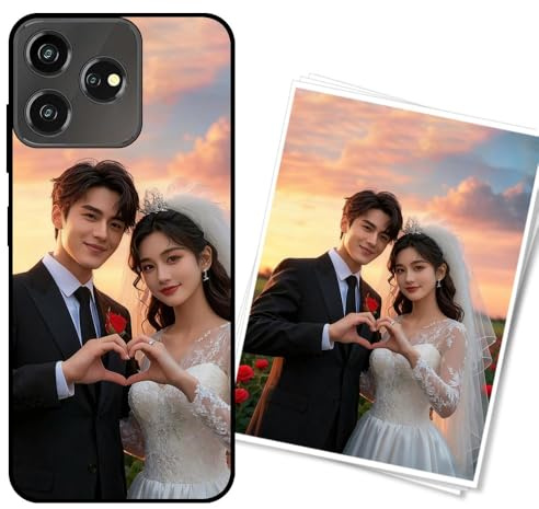 WUACYEAMING Persönliche Handyhülle für ZTE Blade V50S Stoßfeste Kratzfeste Custom Phone Case mit Foto/Text/Logo Individualisierung Personalisierte Silikon Hülle Mitternachtsschwarz