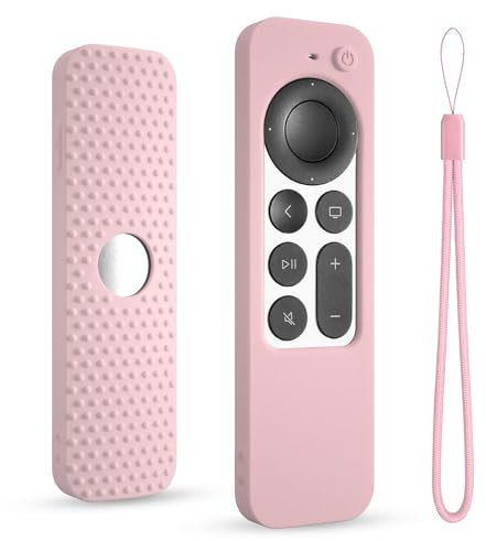 Silicone Case for Apple tv siri Remote 2021 2022 2023 Protective Cover for Apple 4k/hd tv Remote Controller Anti Sleeve with Lanyard(2nd/3nd gen) (Pink)