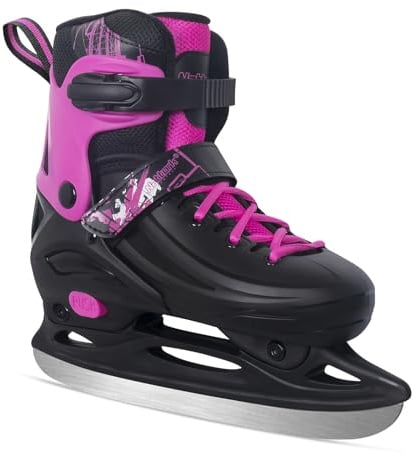 Nattork Ice Skates 4 Sizes Adjustable for Kids Boys Girls, Fun Beginner Ice Skating for Outdoor, Soft and Comfortable Hard Protection for Children Youths Teen Red XL