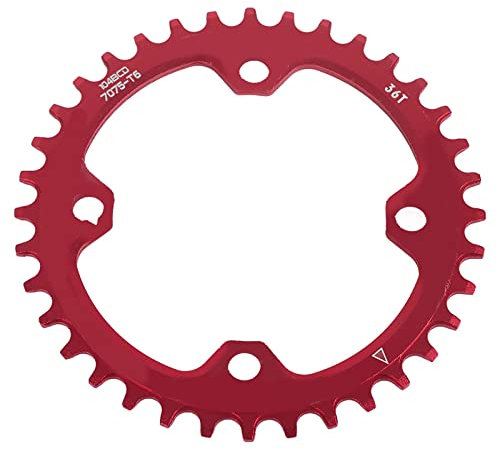 lvifloae Piñón Redondo Ovalado BCD 104 para Bicicleta de montaña, Ancho Estrecho, Plato único, Negro/Rojo, 32/34/36/38 Dientes, Piezas de reparación para Bicicleta de Carretera, Bicicleta (36T)