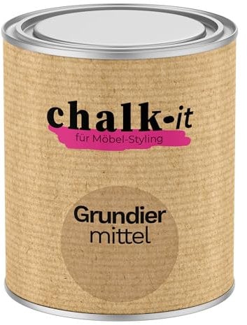 chalk-it Grundiermittel 750ml Weiss, Sperrgrund auf Wasserbasis Isoliergrund Haftgrund Kreidefarbe, erhöht Farbhaftung verhindert Flecken, Grundierung für Möbelplatten Lackiertes Holz