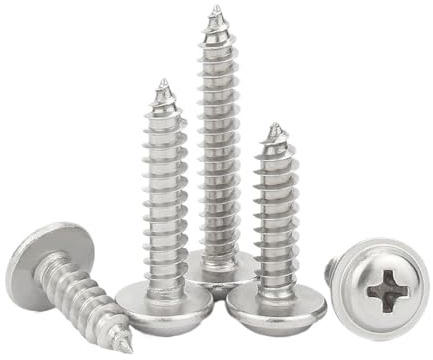 Round Cross Pan Flanged Head Wood Screws Lot de 50 vis autotaraudeuses à tête ronde cruciforme en acier inoxydable 304, diamètres M1,4 à M1,7(8mm X50pcs,M1.7)