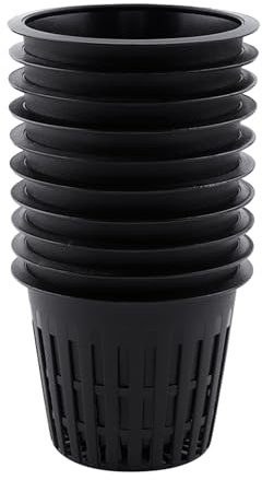 EOJDDPA Hydrokultur-Pflanzkorb, robuster Netztopf, Netzbecher, 10-teiliges Set für Zimmerpflanzen, Gartenarbeit, langlebiger PP-Kunststoff, mehrere Farboptionen, 8,3 cm Durchmesser Oben (Schwarz)