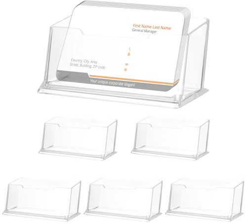 6 Pcs Soportes Tarjetero Tarjetas Visita, Porta Tarjetas de Visitas, Soporte Visita Acrilico, Soportes de Mesa Acrílicos Transparente para Oficina, hogar y exposiciones, para 40-50 Tarjeta