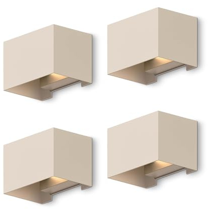 CALEX Venice Wandleuchte, Innen & Außen, Warmweißes Up & Down Licht, Einstellbarer Lichtstrahl, Wasserdicht, Sandfarbe, 4-Pack