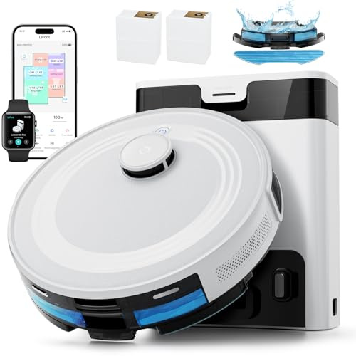 Lefant M2 Pro Robot Vacuum Cleaner with Mop,2.4G/5G Wi-Fi, Self-Emptying | 6000Pa Suction, Small base station, 90-Day Hands-Free Cleaning, dToF Laser Navigation, Ideal for Hard Floors and Carpets