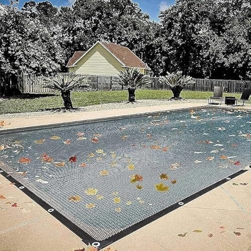 Filet à Feuilles pour Piscine Rectangulaire, Couverture Piscine Maille Fine Anti-Débris, Protection pour Piscine Enterrée et Hors-Sol, Bâche Résistante UV(4X8M)