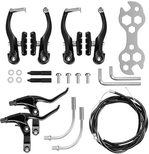 ZYQUES Fahrrad Bremsen Set Universal, Komplettes Fahrradbremsen Set Aluminiumlegierung Bremskabel vorne und hinten Bremshebel Kit für Mountainbikes und Rennräder (Schwarz)