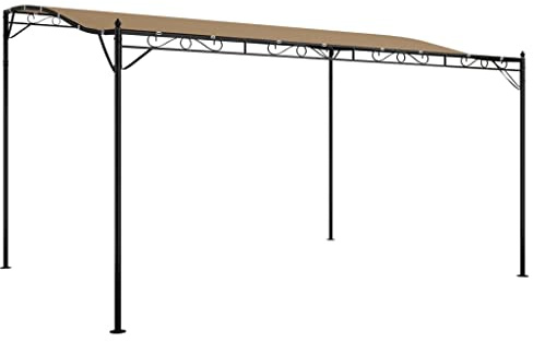 HFXHIJXQ Cenador de jardín de 4 x 3 m con techo arqueado, carpa para terraza de acero pulverizado y poliéster de 180 g/m², toldo para jardín y terraza, color topo
