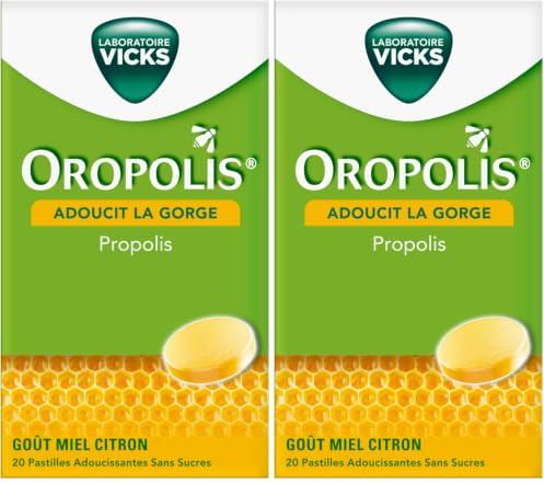 OROPOLIS MIEL CITRON Adoucit la gorge 20 pastilles du Laboratoire Vicks (Lot de 2)